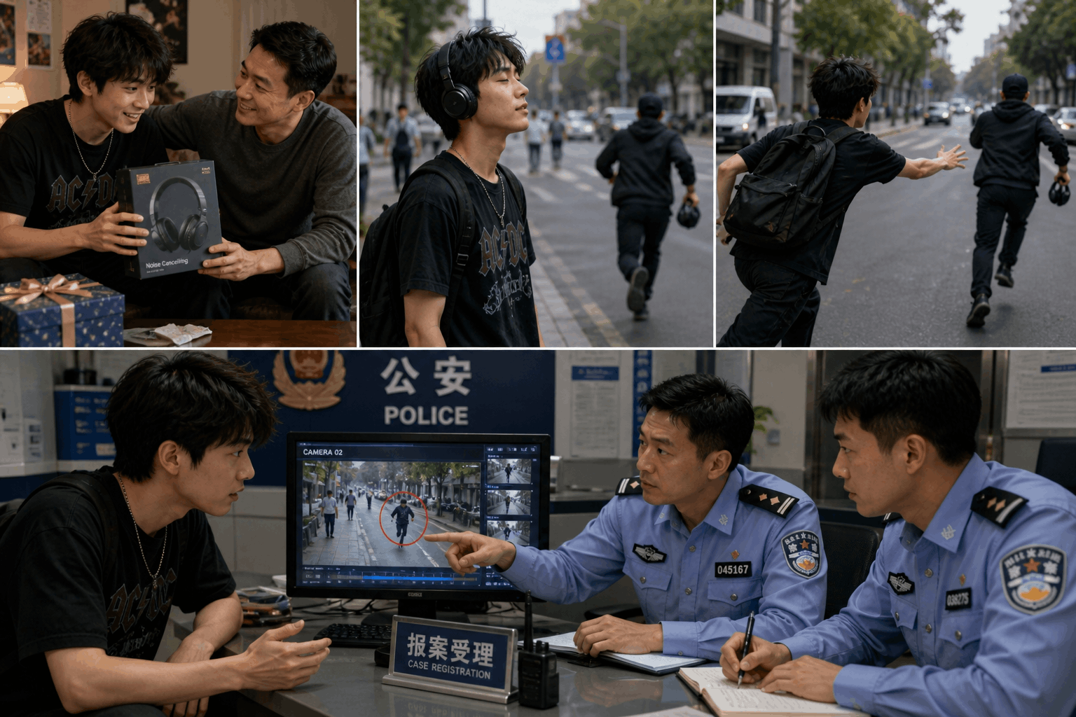 Headphones stolen on the street, report to the police